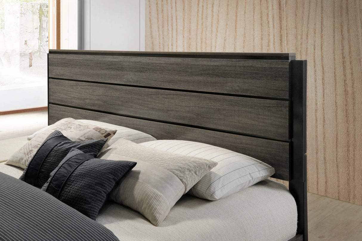 Bedroom Set King Bed Dresser Mirror Nightstand Chest Grey - Furniture Home Direct