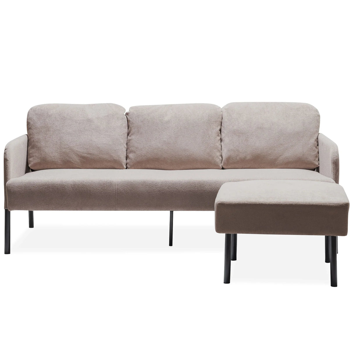 Modern L Shaped 3 Seater Sofa With Ottoman, Upholstered Couch For Small Spaces - Furniture Home Direct