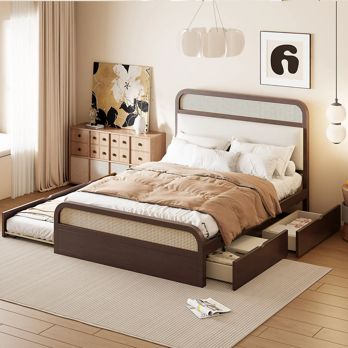 Platform Bed With Trundle And 2 Drawers - Furniture Home Direct