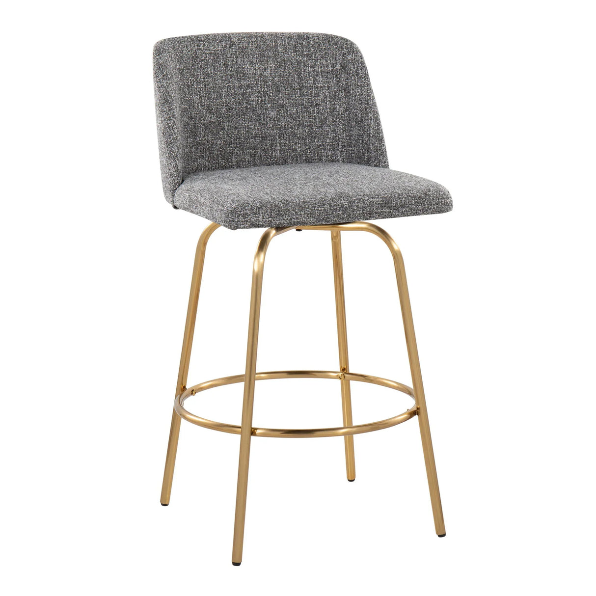 Toriano - Contemporary, Fixed Height Counter Stool With Swivel With Round Footrest (Set of 2) - Furniture Home Direct