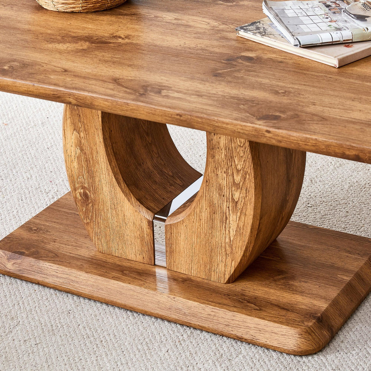 Coffee Table Wood Rectangular With Curved Base Walnut - Furniture Home Direct