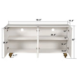 Modern Fluted Sideboard Buffet With Storage, Curve Element, 4 Doors With Adjustable Shelves - Furniture Home Direct