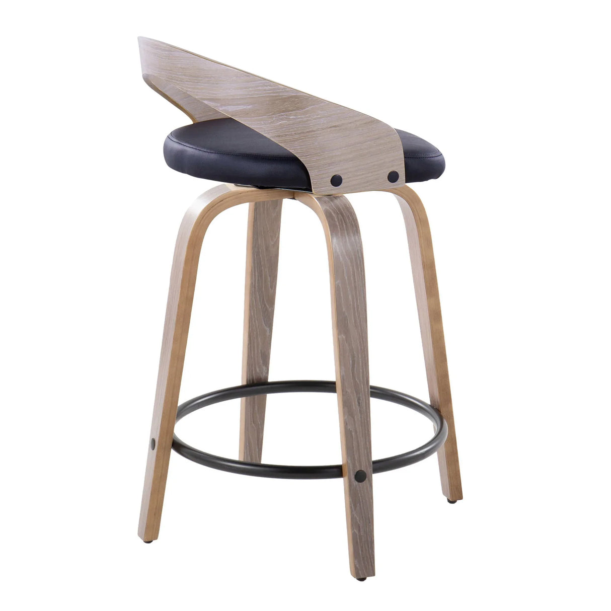 Grotto - Contemporary Fixed Height Counter Stool & Swivel With Round Footrest (Set of 2) - Furniture Home Direct