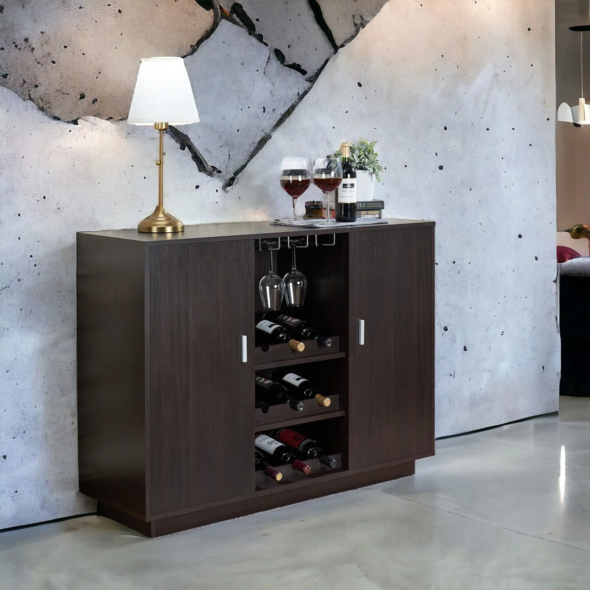 Hazen - Wine Cabinet II - Espresso - Furniture Home Direct