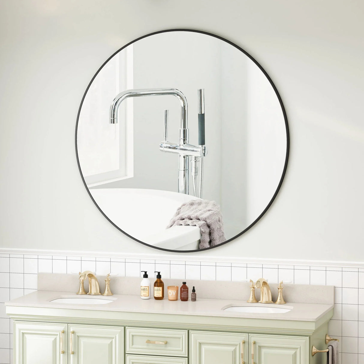 Wall Circular Mirror Metal Framed Mirror Round Vanity Mirror Dressing Mirror, For Bathroom, Living Room, Bedroom Wall Decor - Furniture Home Direct