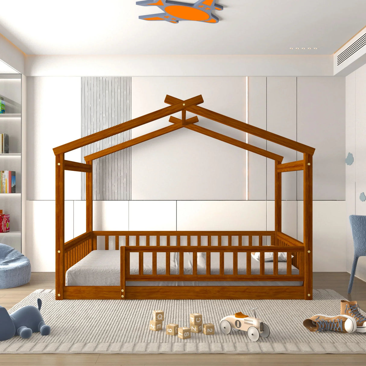 Bed House Bed Frame With Fence - Furniture Home Direct