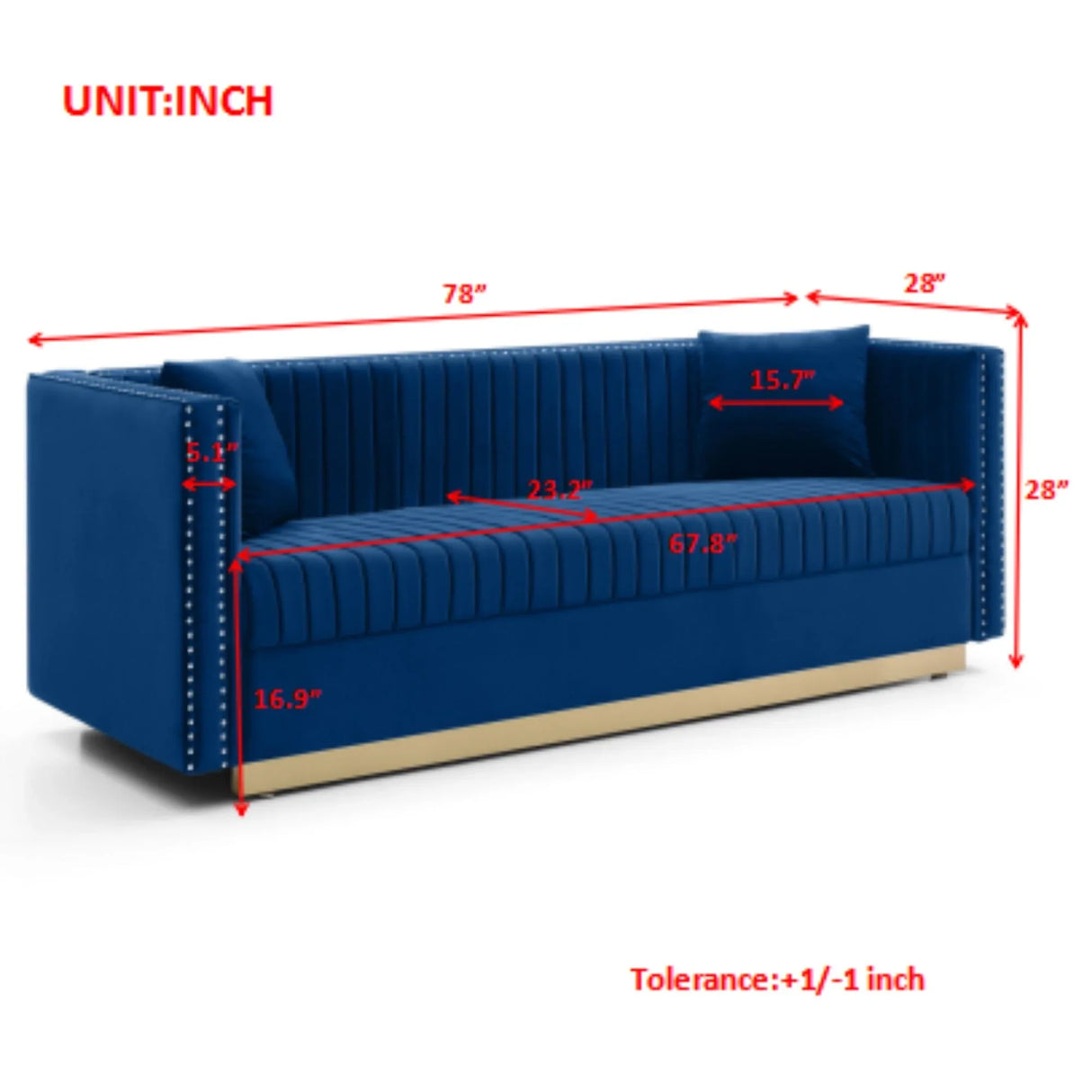 Contemporary Vertical Channel Tufted Sofa Modern Upholstered Couch For Living Room With 2 Pillows - Furniture Home Direct