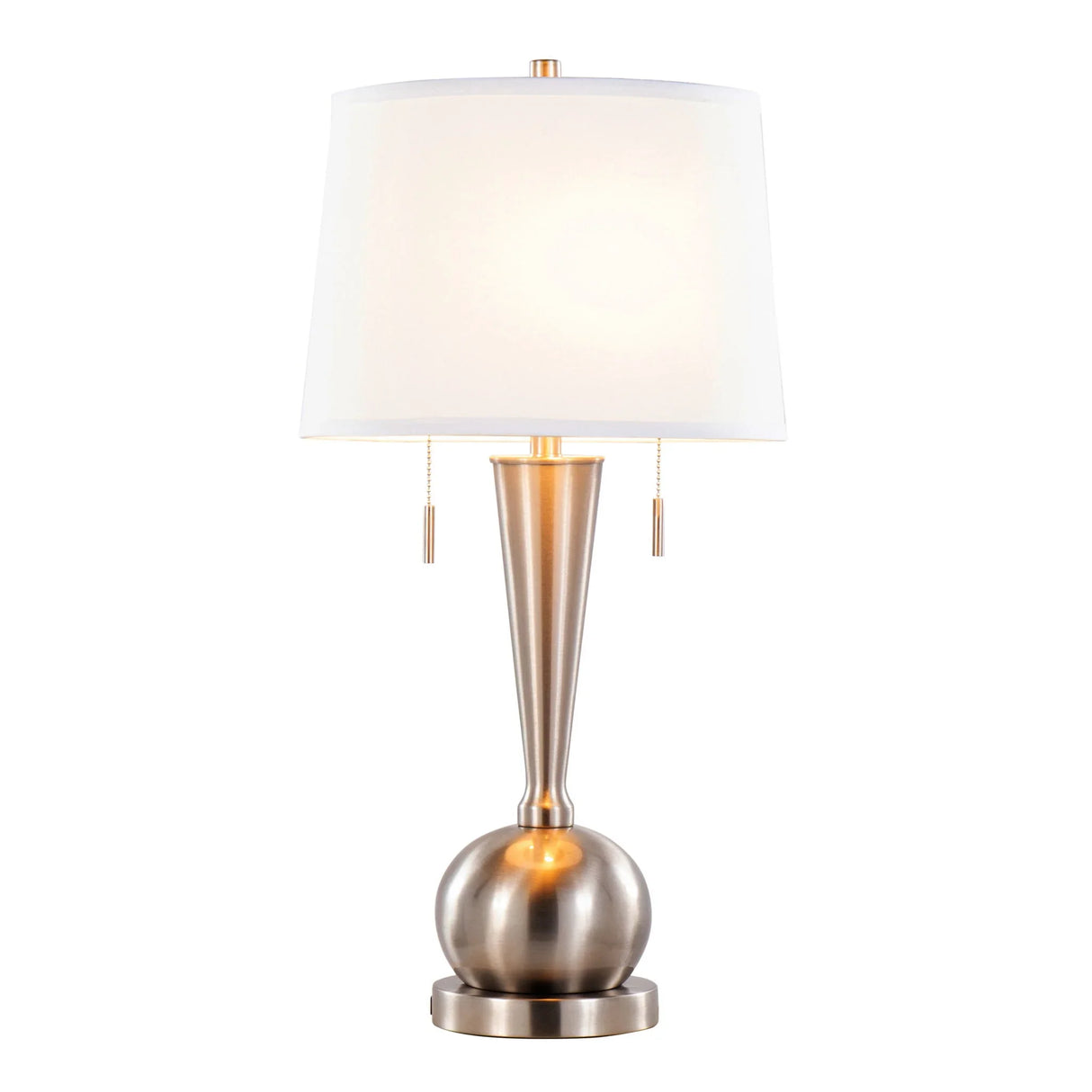 Jules - Contemporary Table Lamp Built In USB Port (Set of 2) - Nickel / White - Furniture Home Direct