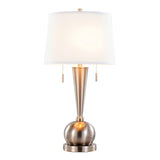Jules - Contemporary Table Lamp Built In USB Port (Set of 2) - Nickel / White - Furniture Home Direct