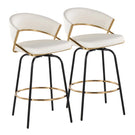 Jie - Fixed Height Contemporary Counter Stool With Swivel Round Footrest (Set of 2) - Furniture Home Direct