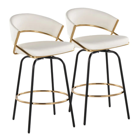 Jie - Fixed Height Contemporary Counter Stool With Swivel Round Footrest (Set of 2) - Furniture Home Direct