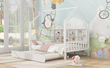 House Bed With Trundle, Kids Bed With Shelf - Furniture Home Direct