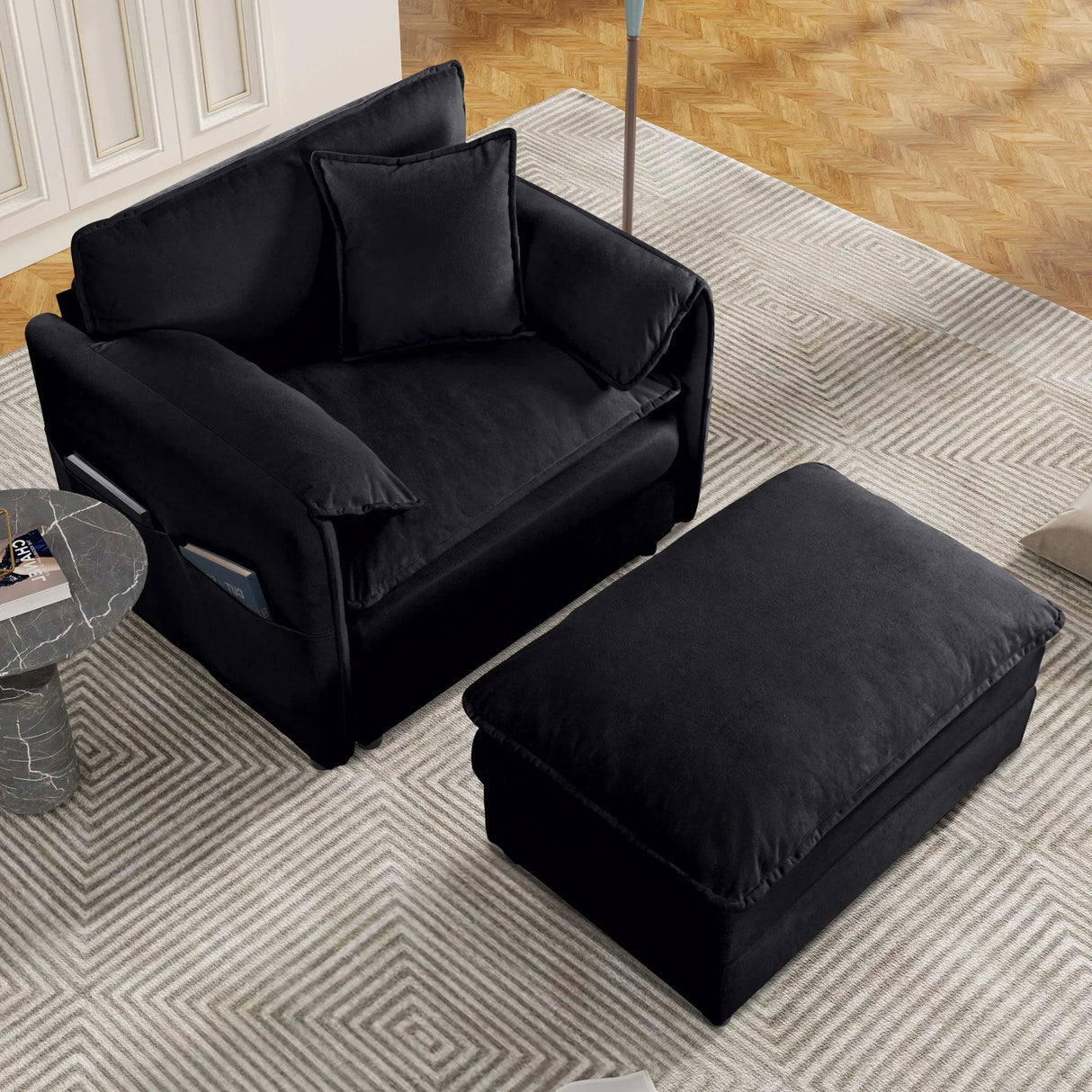 Oversized Chair With Movable Ottoman, Soft Upholstered Lounge Chair - Furniture Home Direct