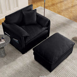Oversized Chair With Movable Ottoman, Soft Upholstered Lounge Chair - Furniture Home Direct