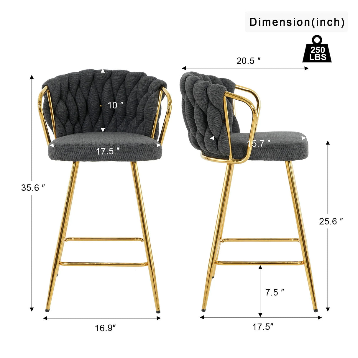 Modern Design High Stool With Plated Legs (Set of 2) - Furniture Home Direct