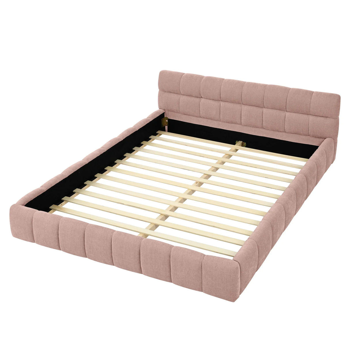 Modern Platform Bed Frame With Thick Chenille Fabric - Furniture Home Direct