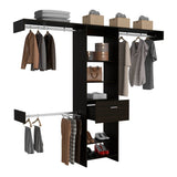 Closet System With Rods And Drawer Wall Mounted Black - Furniture Home Direct
