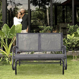 Outsunny - 2 Person Outdoor Glider Bench, Patio Double Swing Rocking Chair Loveseat With Powder Coated Steel Frame For Backyard Garden Porch - Gray - Furniture Home Direct