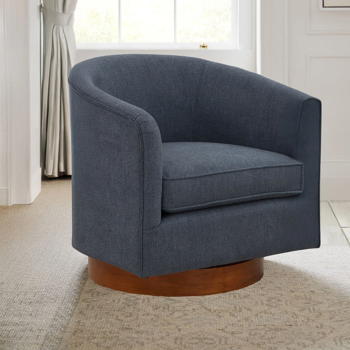 Miramar - Swivel Barrel Chair With Wooden Base - Furniture Home Direct