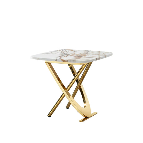 Contemporary Marble Pattern Top Table With Stainless Steel Base - Furniture Home Direct