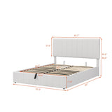 Storage Bed With Hydraulic Lift Platform, Upholstered White - Furniture Home Direct