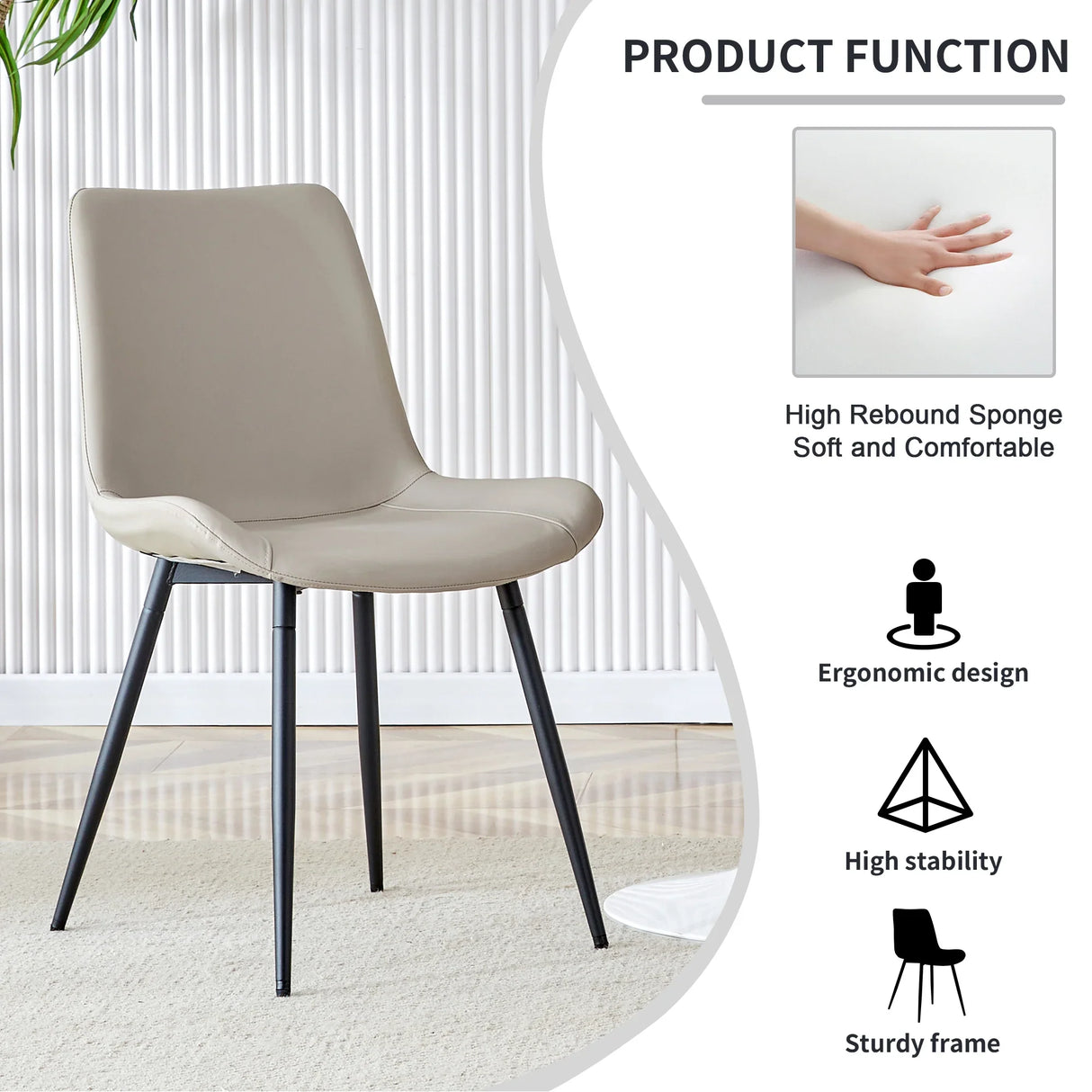 Dining Chairs Faux Leather Set Of 6 Modern Light Gray - Furniture Home Direct
