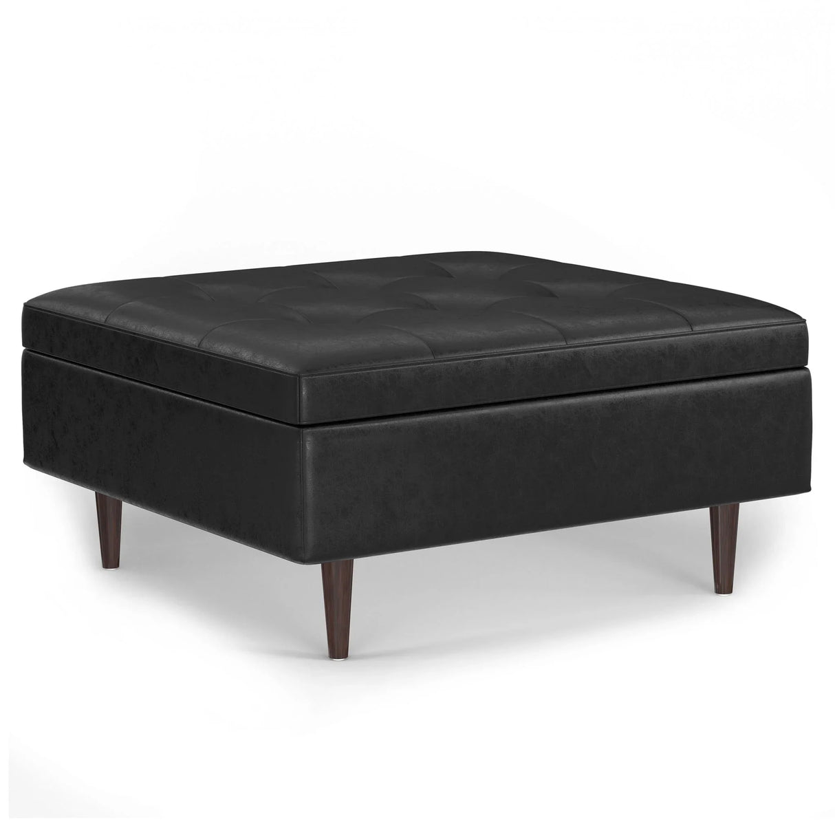Shay - Large Square Coffee Table Storage Ottoman Mid-Century Style - Furniture Home Direct
