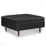 Shay - Large Square Coffee Table Storage Ottoman Mid-Century Style - Furniture Home Direct