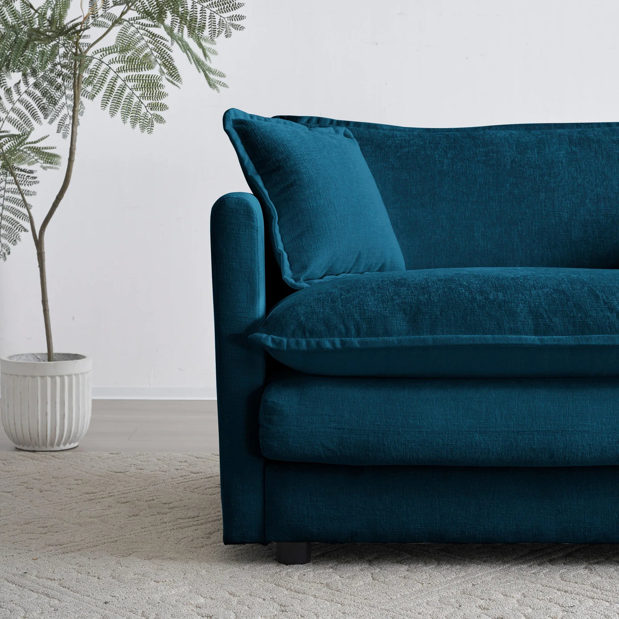 Chenille 2 Piece Living Room Set - Blue - Furniture Home Direct