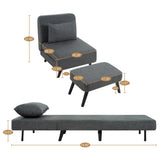 3 In 1 Foldable Linen Chaise Lounge With Adjustable Backrest - Furniture Home Direct