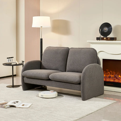 Loveseat Sofa Small Couch For Living Room, Sherpa Fabric Upholstered Loveseat Sofa Couch, Small Loveseat Sofa For Apartment, Bedroom - Furniture Home Direct