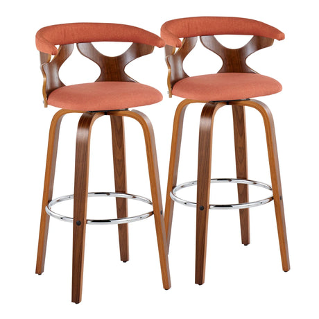 Gardenia - Mid Century Modern Fixed Height Barstool With Swivel With Round Footrest (Set of 2) - Furniture Home Direct