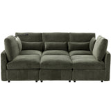 Modern Modular U-Shaped Sofa Bed With Movable Ottoman, USB Ports, Phone Holder - Furniture Home Direct