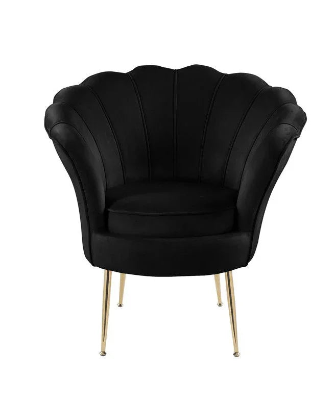 Angelina - Velvet Scalloped Back Barrel Accent Chair With Metal Legs - Furniture Home Direct