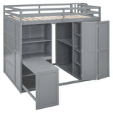 Loft Bed With Wardrobe, Desk And Shelves - Furniture Home Direct