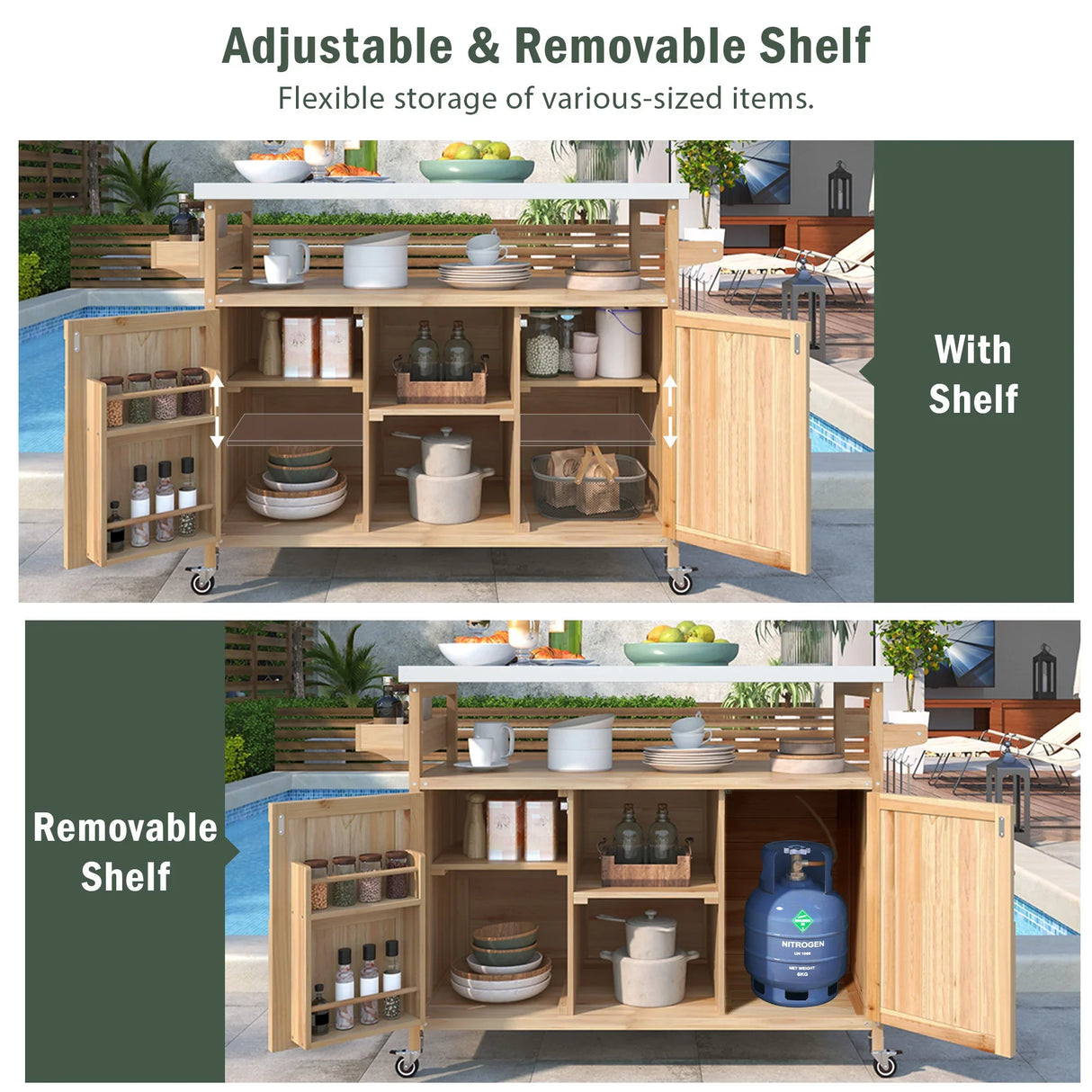 K&K Outdoor Kitchen Island & Storage Cabinet - Furniture Home Direct