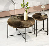 Radial - Pattern Coffee And End Table Set Waterproof Cover, Distressed Cylindrical Design (Set of 2) - Furniture Home Direct