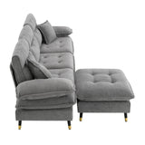 Sectional Sofa Cloud Chenille L Shape With Ottoman Gray - Furniture Home Direct