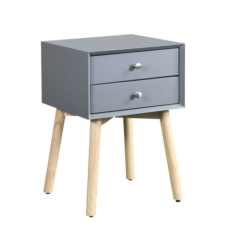 Side Table With 2 Drawer, Mid-Century Modern Storage Cabinet For Bedroom - Furniture Home Direct
