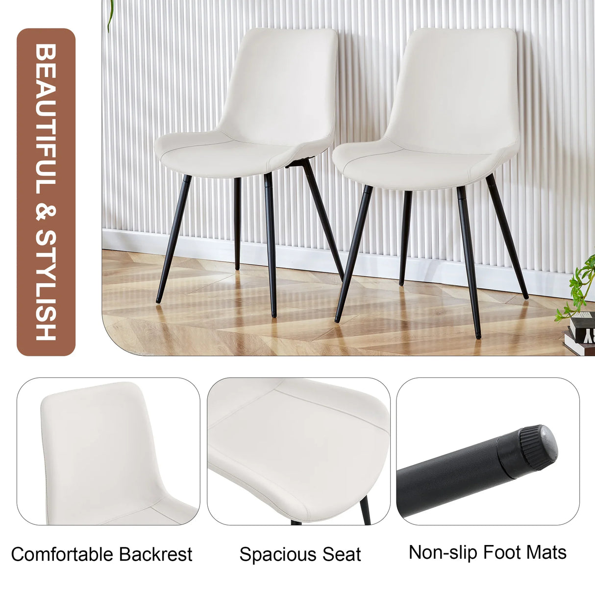 Set Of 6 White Faux Leather Dining Chairs - Furniture Home Direct