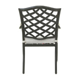 Aluminum Dining Arm Chair With Cushion (Set of 2) - Cast Silver - Furniture Home Direct