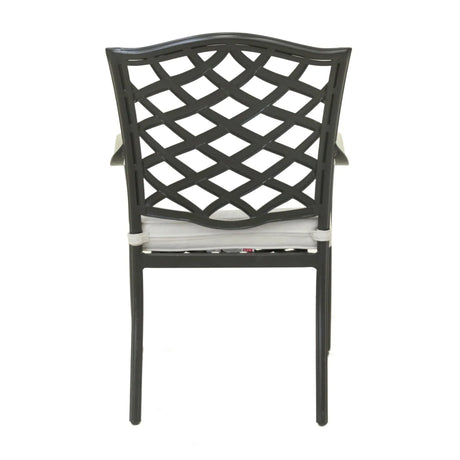 Aluminum Dining Arm Chair With Cushion (Set of 2) - Cast Silver - Furniture Home Direct