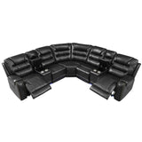 Sectional Sofa Manual Reclining With LED Light Strips Black - Furniture Home Direct