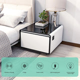 Modern Smart Side Table With Built-In Fridge, Wireless Charging, Temperature Control, Power Socket, USB Ports, Outlet Protection, Induction Light - Furniture Home Direct