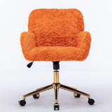 Office Chair, Artificial Rabbit Hair Home Office Chair With Golden Metal Base, Adjustable Desk Chair Swivel Office Chair, Vanity Chair - Furniture Home Direct