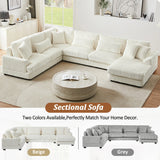 Sectional Sofa U Shaped Oversized With Chaise Beige - Furniture Home Direct