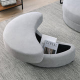 Linen Barrel Swivel Chair With Storage Ottoman - Furniture Home Direct