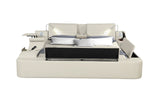 Queen Bed Upholstered Platform with Built in Lighting Beige - Furniture Home Direct