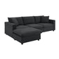 Modern Sectional Sofa With Throw Pillows, Cloud L Shaped Couch Set With Wide 4 Seat Comfy Couch Set With Movable Ottoman - Furniture Home Direct