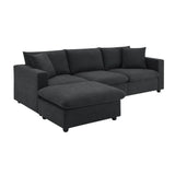 Modern Sectional Sofa With Throw Pillows, Cloud L Shaped Couch Set With Wide 4 Seat Comfy Couch Set With Movable Ottoman - Furniture Home Direct